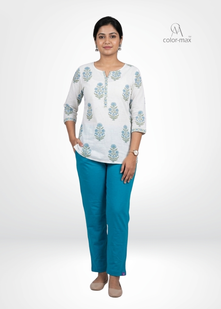 PETROL BLUE - Premium Cotton Lycra Kurti Pants